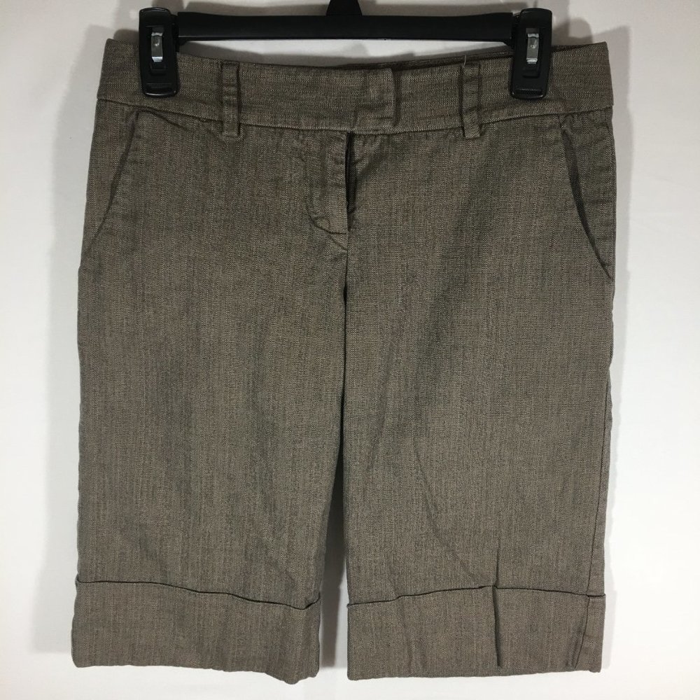 Max Rave Women's Size 2 Brown Cuffed Bermuda Chino Stretch Dress Shorts